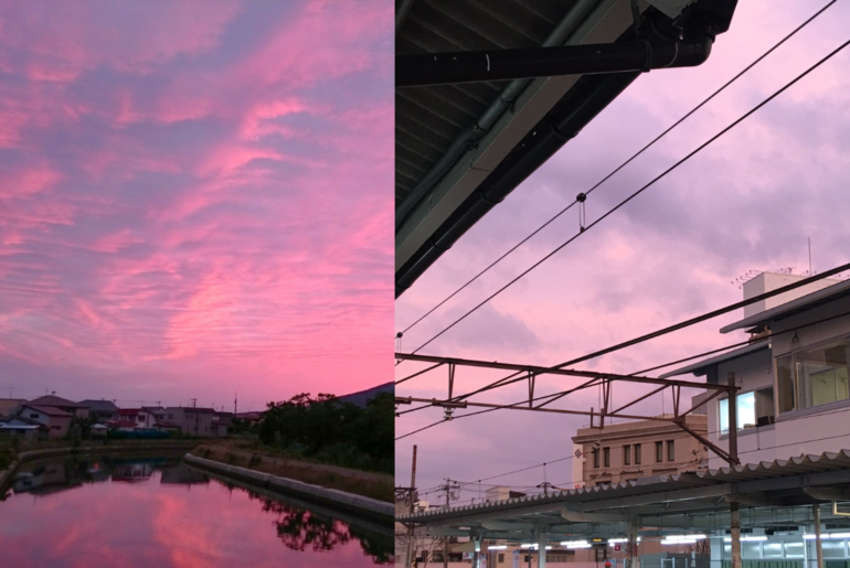 cielo rosado y purpura en japón